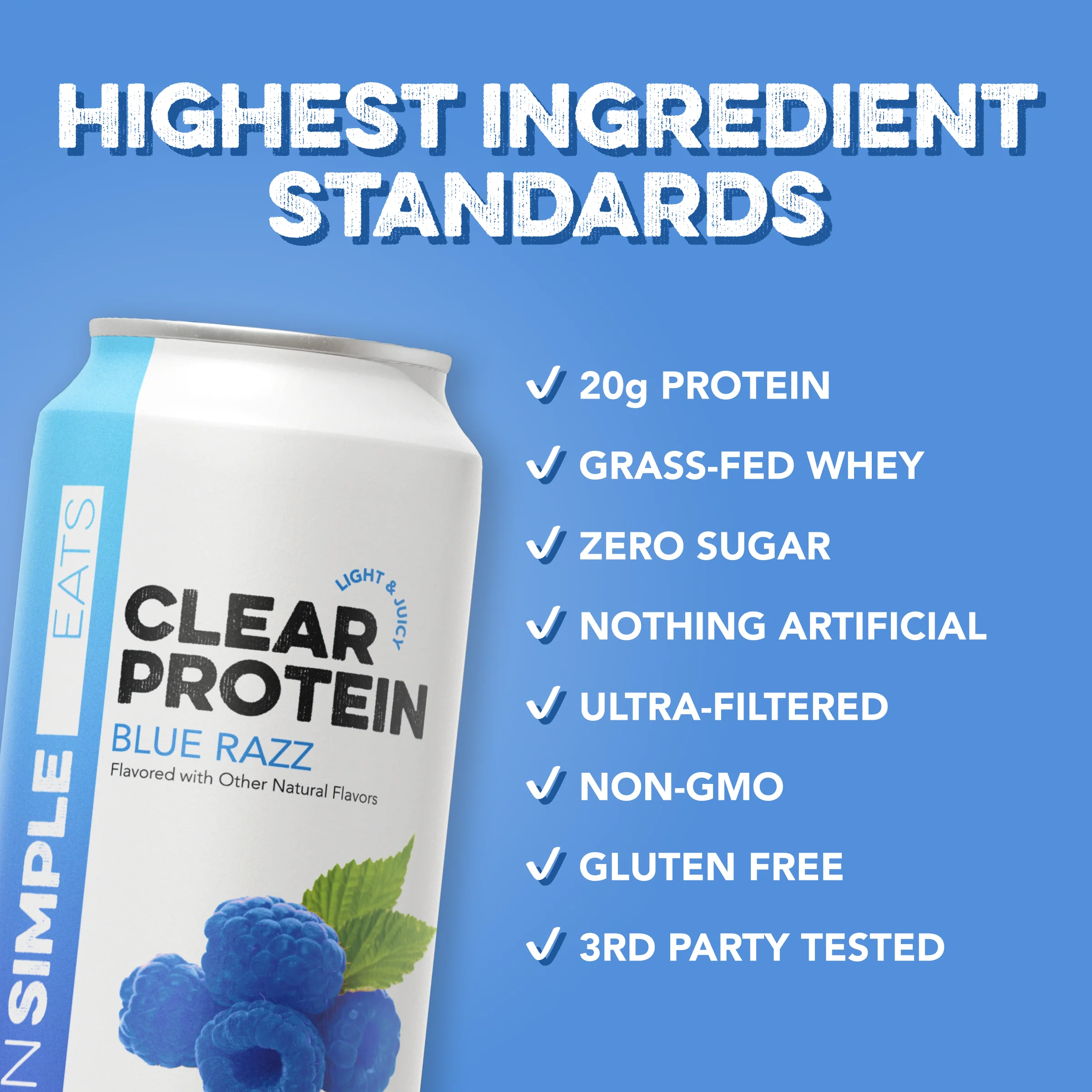 Clear Protein Water: Blue Razz (16 Oz. | 12 Pack) - Image 3