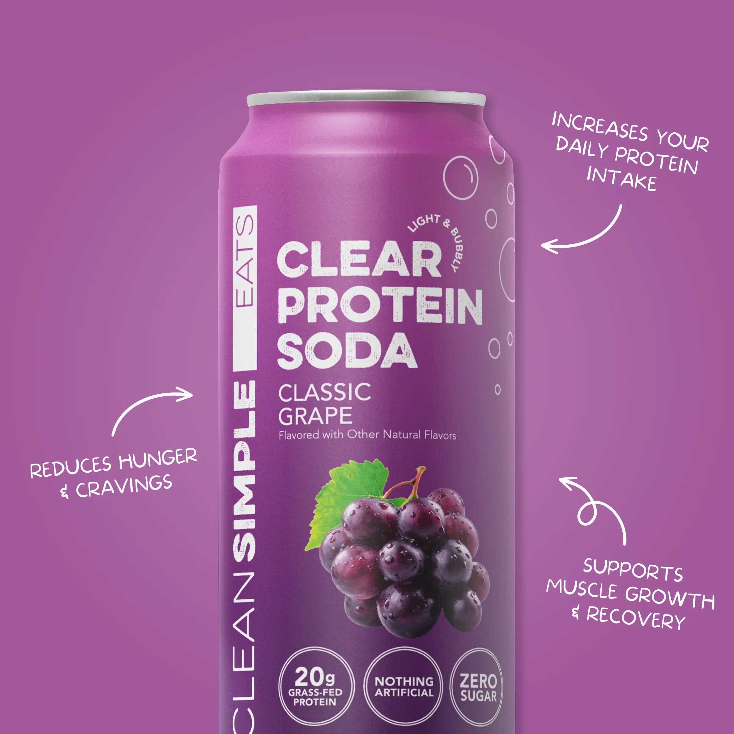 Clear Protein Soda: Classic Grape (16 Oz. | 12 Pack) - Image 6