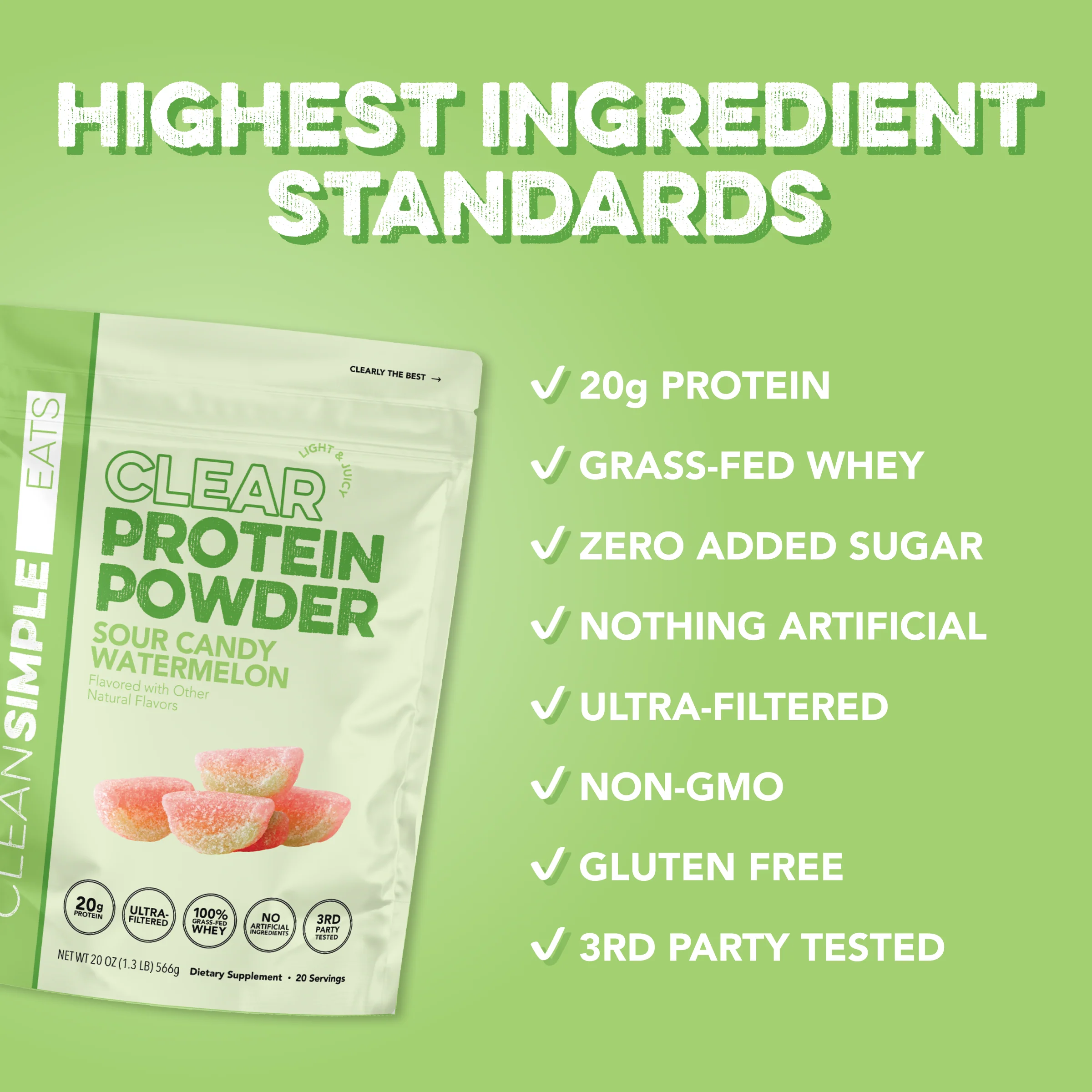 Clear Protein Powder: Sour Candy Watermelon - Image 3