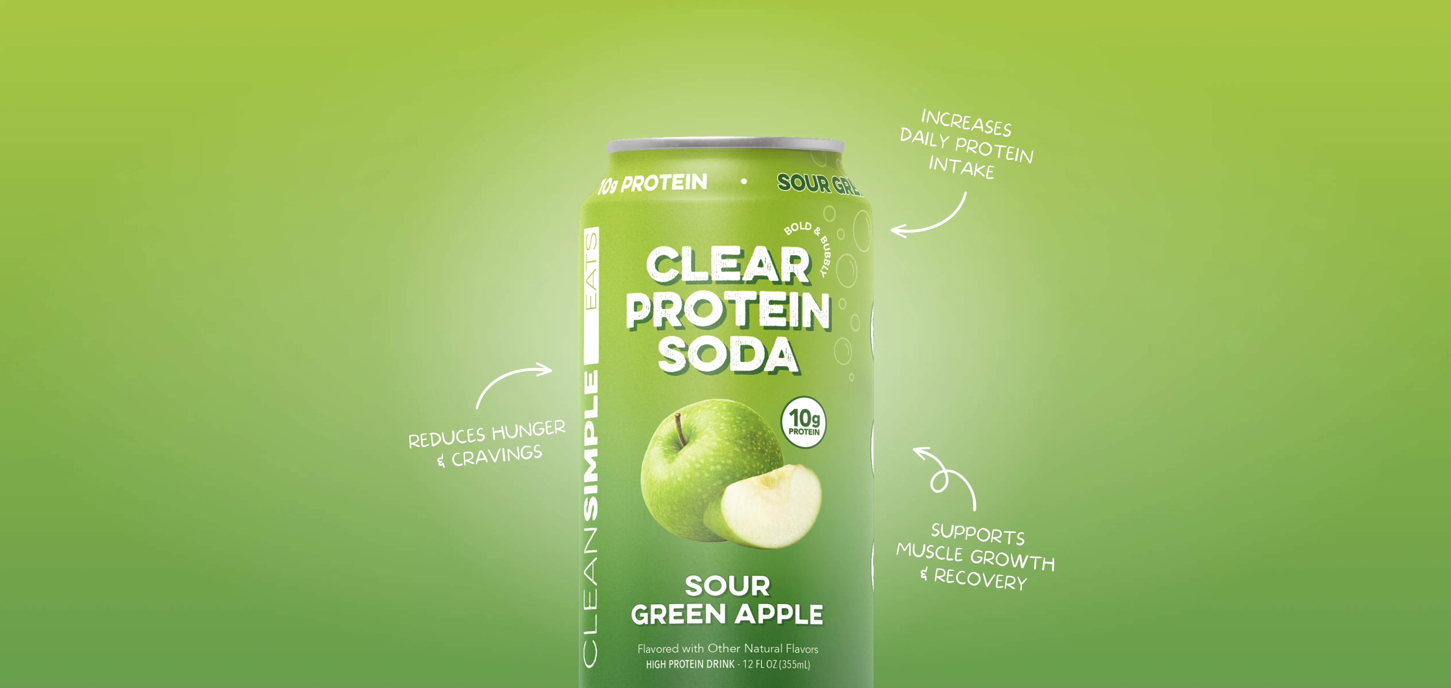 Clear Protein Soda: Sour Green Apple (12 Oz. | 12 Pack) - Image 6