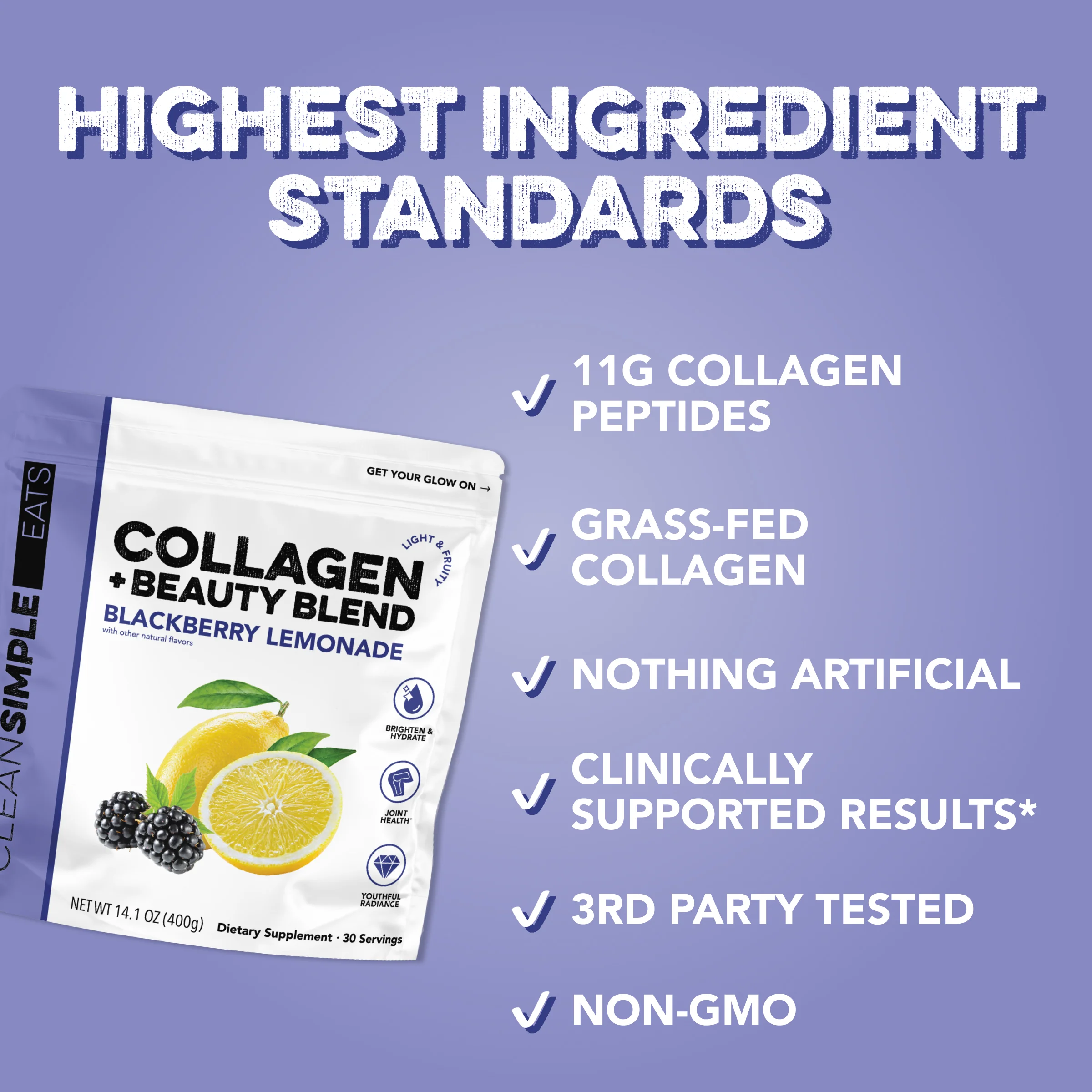 Collagen + Beauty Blend: Blackberry Lemonade (30 Serving) - Image 3
