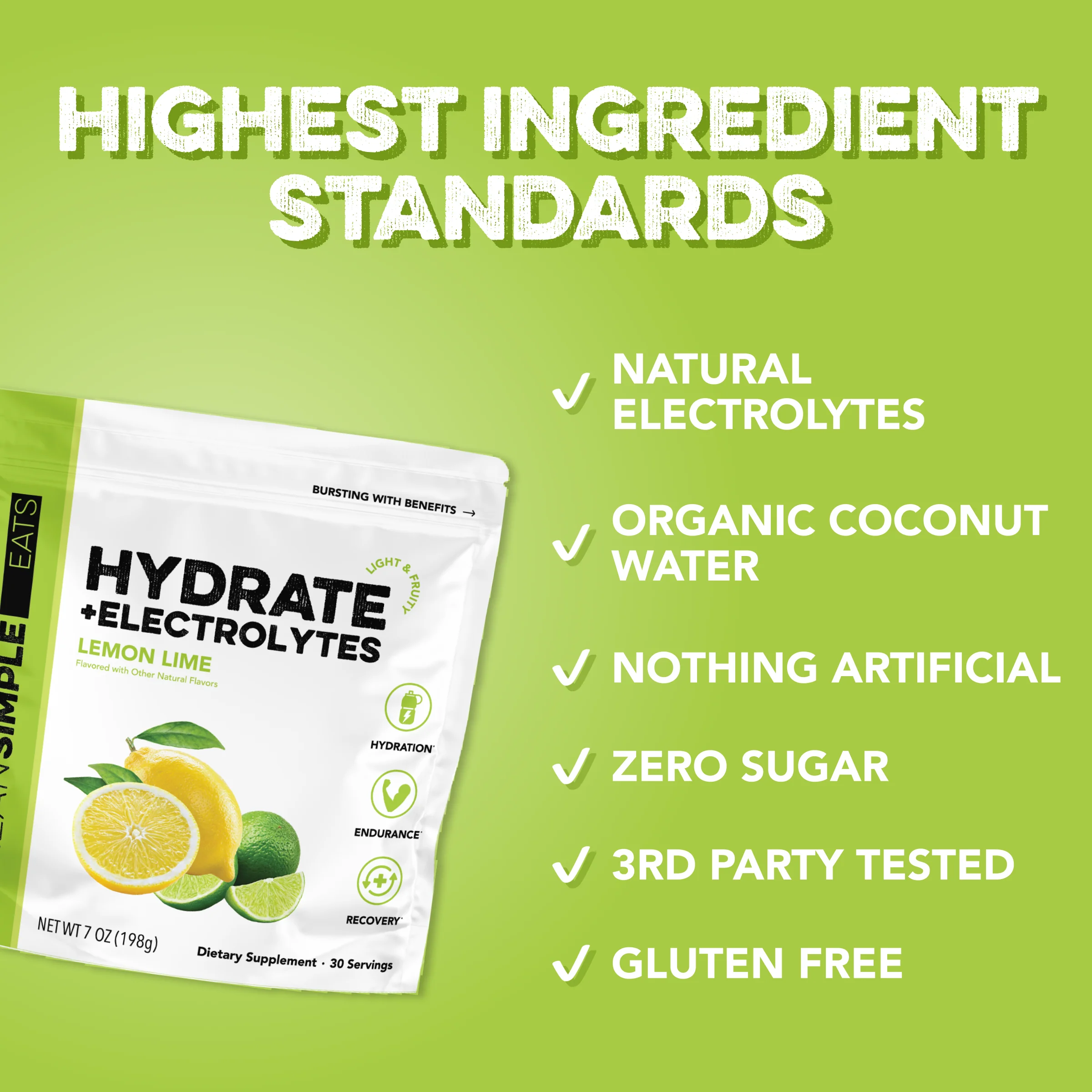 Hydrate + Electrolytes: Lemon Lime (30 Serving Bag) - Image 3