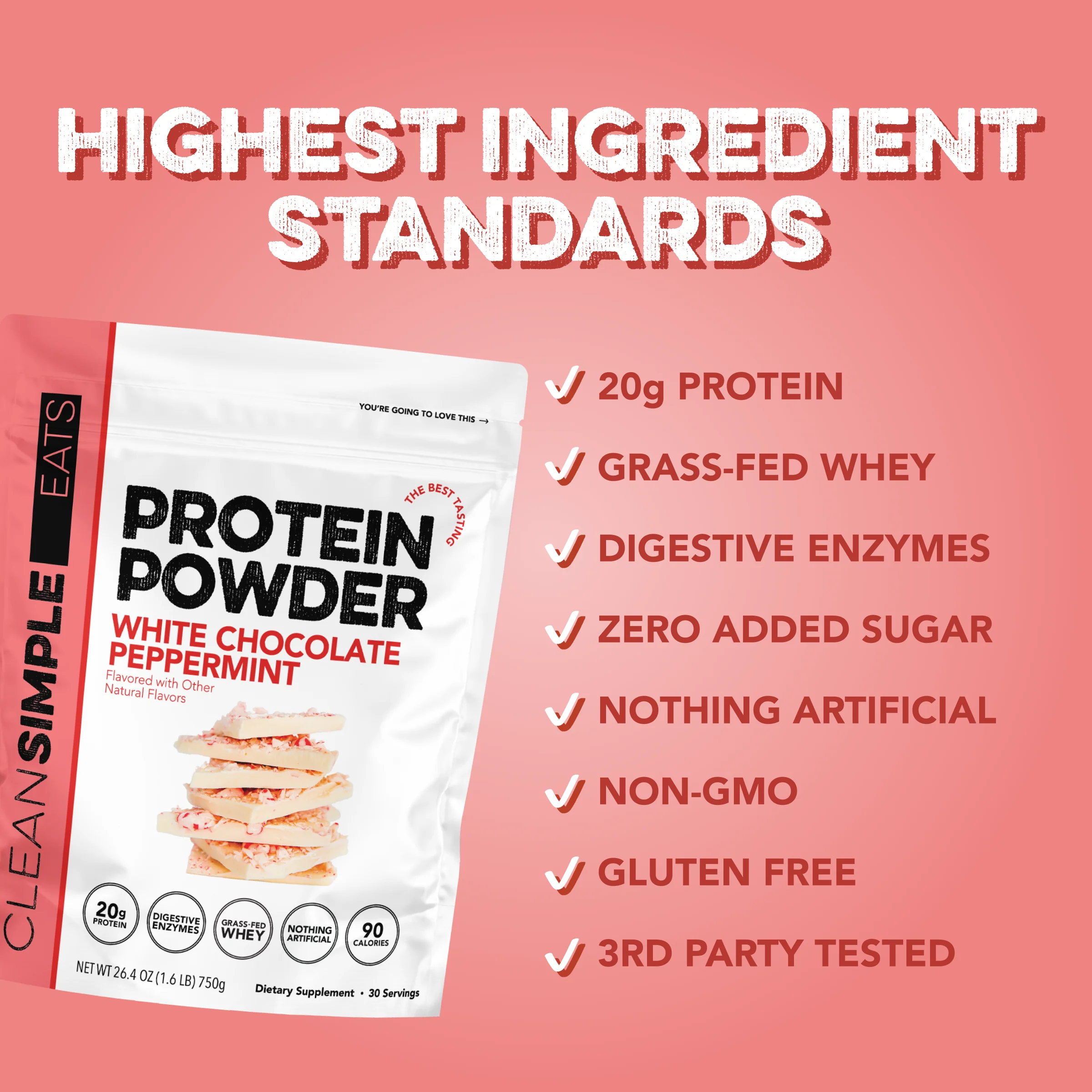 Protein Powder: White Chocolate Peppermint (30 Serving Bag) - Image 3