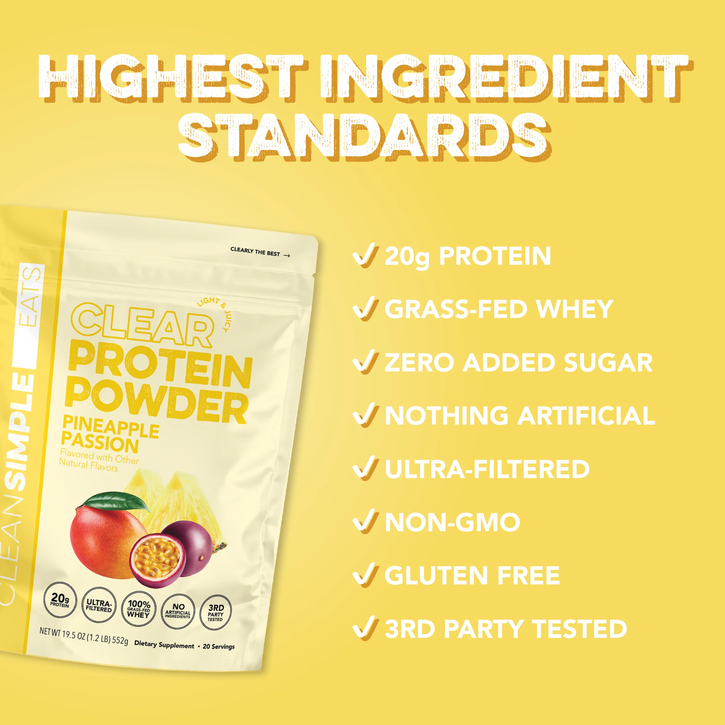 Clear Protein Powder: Pineapple Passion (20 Serving) - Image 3