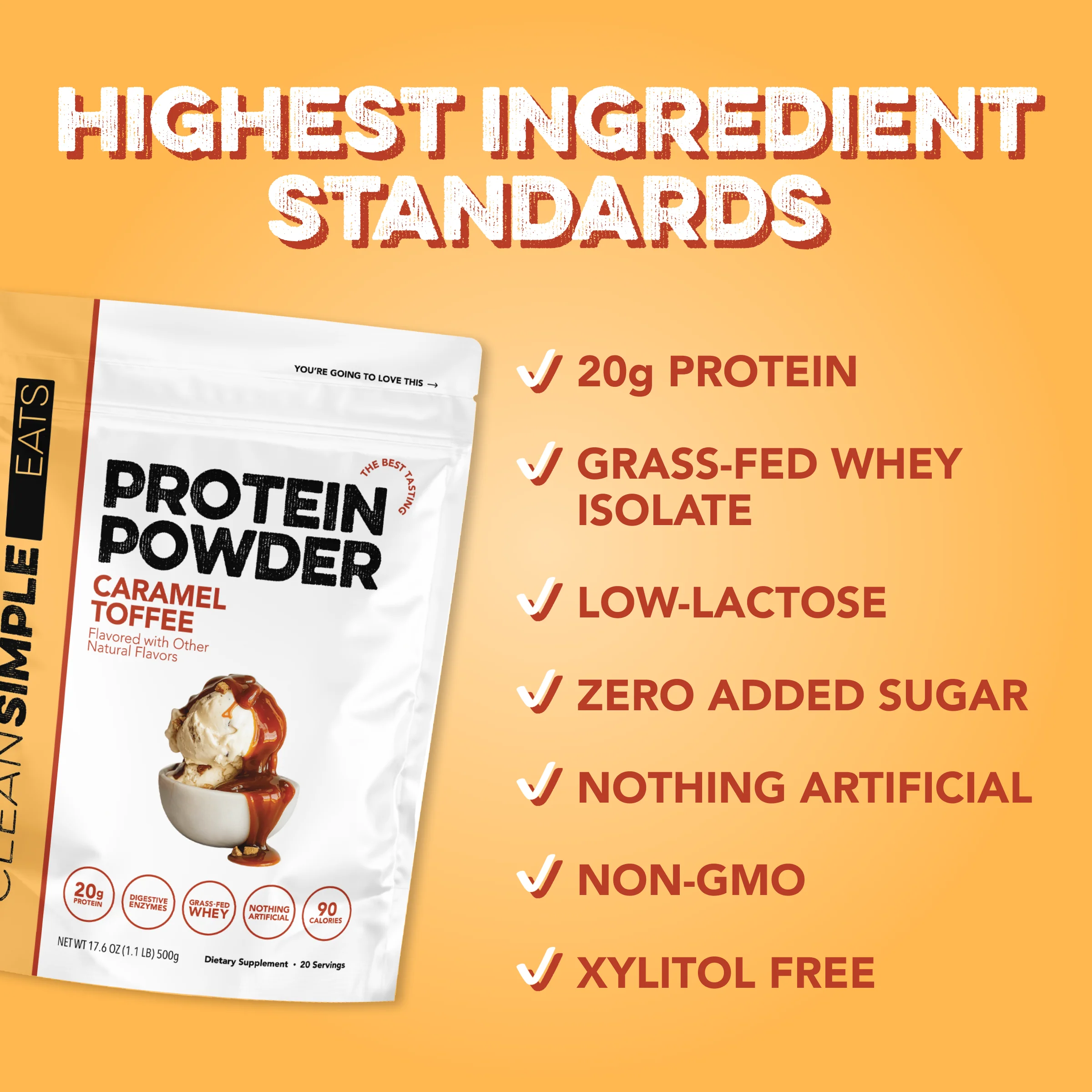 Protein Powder: Caramel Toffee (20 Serving Bag) - Image 3