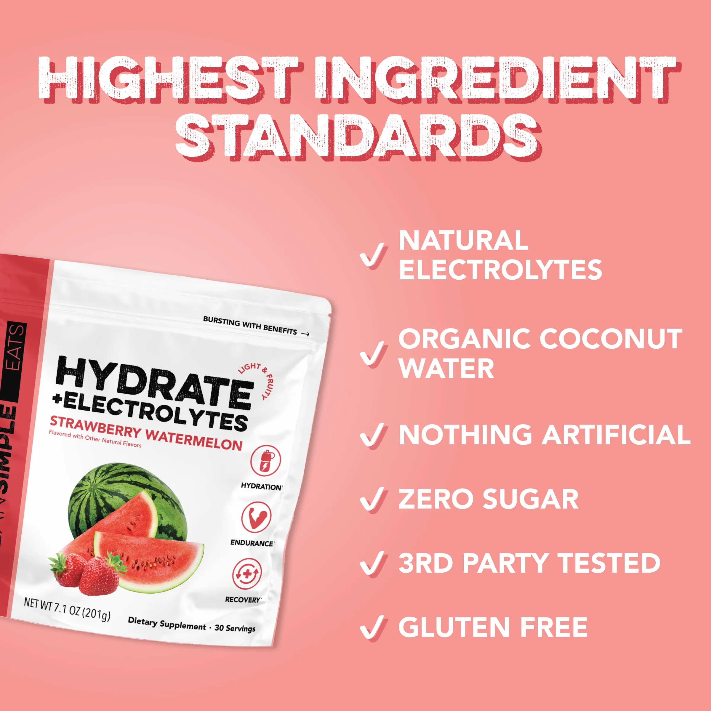 Hydrate + Electrolytes: Strawberry Watermelon (30 Serving Bag) - Image 3