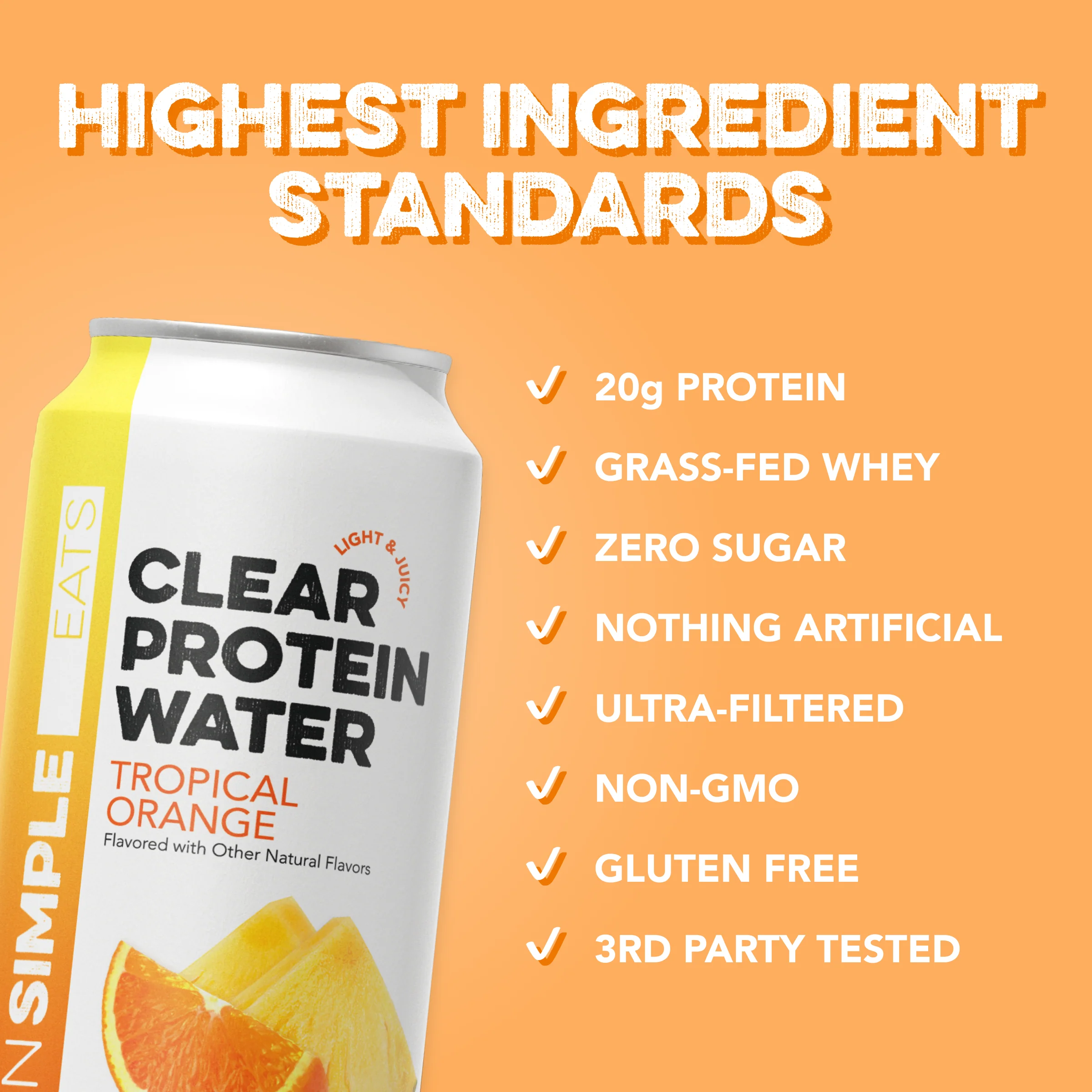 Clear Protein Water: Tropical Orange (16 Oz. | 12 Pack) - Image 3